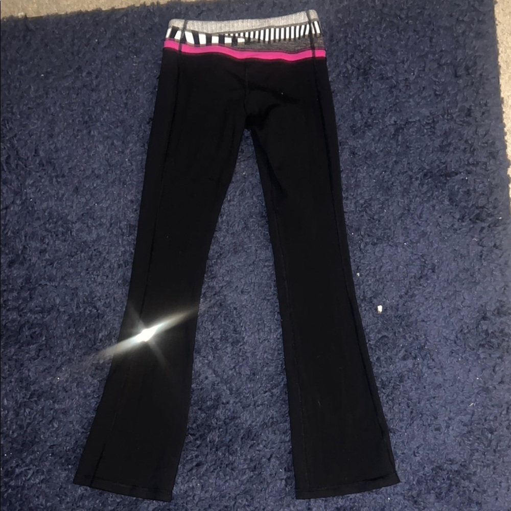 Black Yoga Pants with Striped Waistband